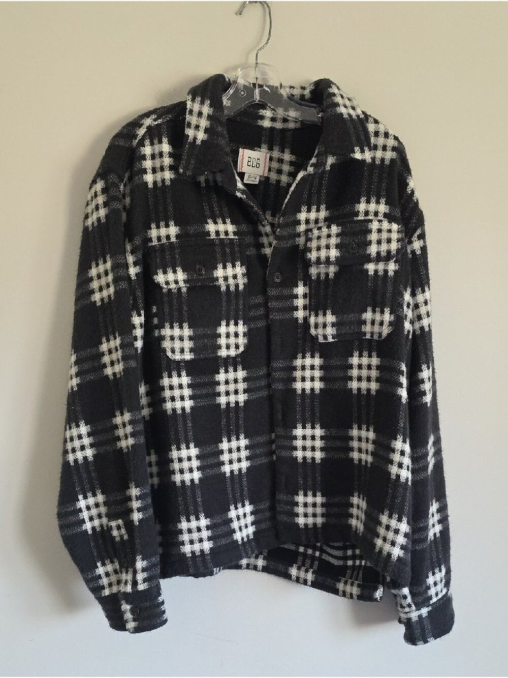BDG | Urban Outfitters black and white plaid overcoat Shacket Mens Sz XL